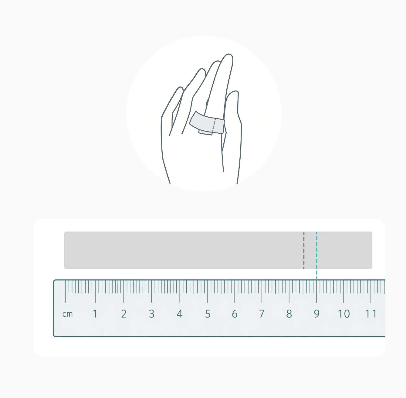 Illustration showing how to measure finger size