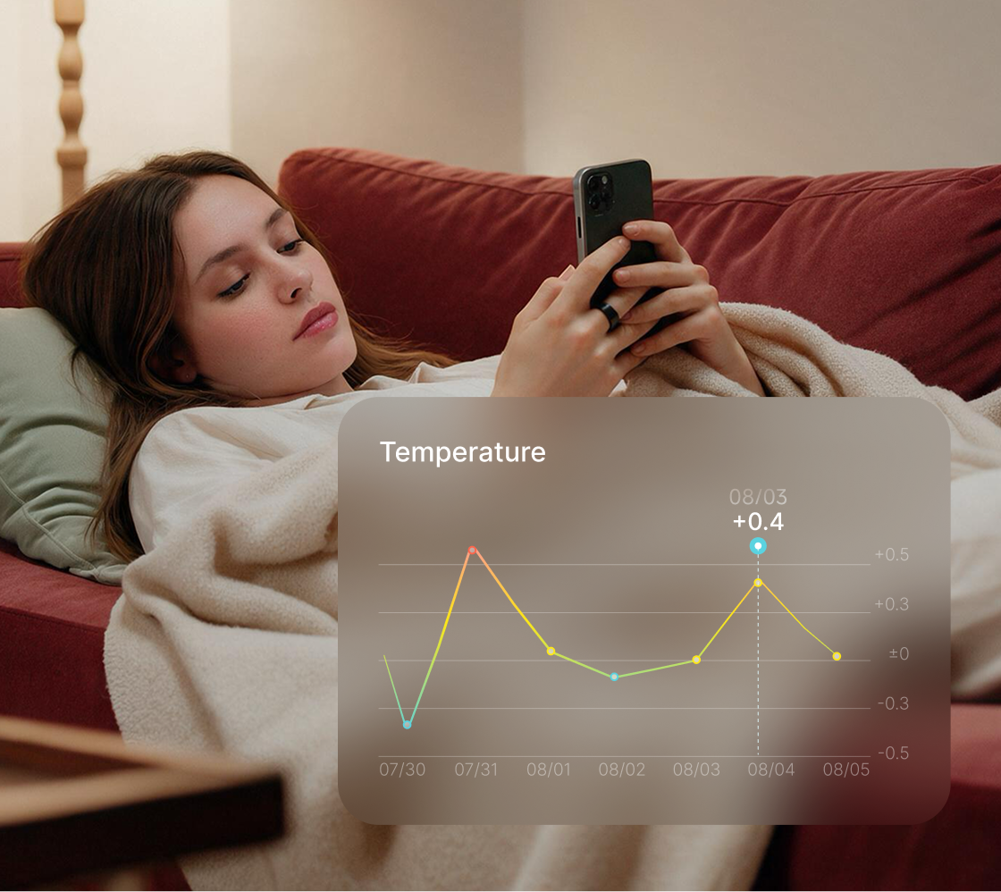 AIVELA App nighttime skin temperature trend